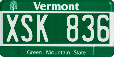 VT license plate XSK836