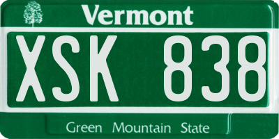 VT license plate XSK838