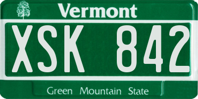 VT license plate XSK842
