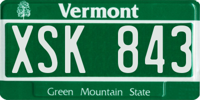 VT license plate XSK843