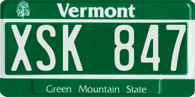 VT license plate XSK847