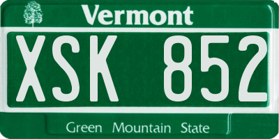 VT license plate XSK852