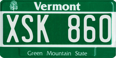 VT license plate XSK860