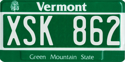 VT license plate XSK862