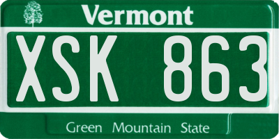VT license plate XSK863