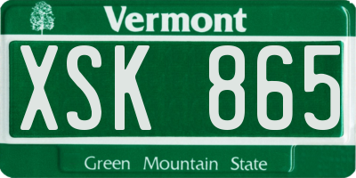 VT license plate XSK865