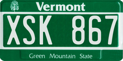 VT license plate XSK867