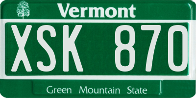 VT license plate XSK870