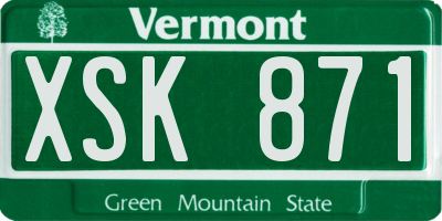 VT license plate XSK871