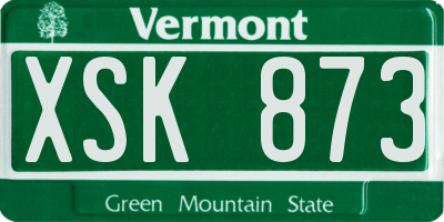 VT license plate XSK873