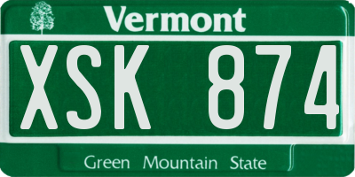 VT license plate XSK874