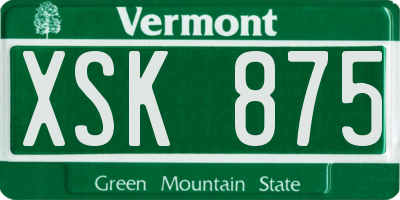 VT license plate XSK875