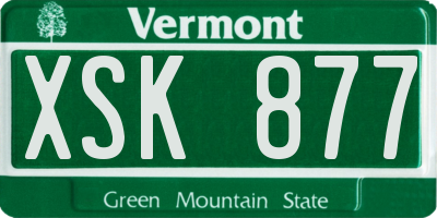 VT license plate XSK877