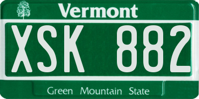 VT license plate XSK882