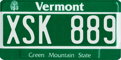 VT license plate XSK889