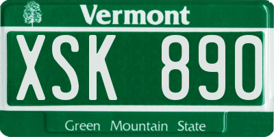 VT license plate XSK890
