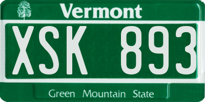 VT license plate XSK893