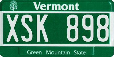 VT license plate XSK898