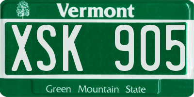 VT license plate XSK905