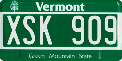 VT license plate XSK909