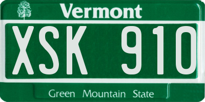 VT license plate XSK910