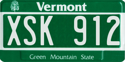 VT license plate XSK912