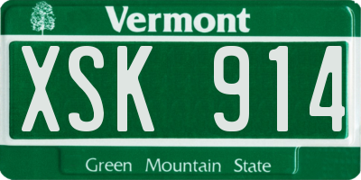 VT license plate XSK914