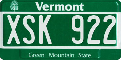 VT license plate XSK922