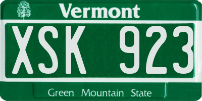 VT license plate XSK923