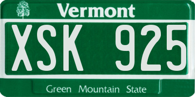 VT license plate XSK925
