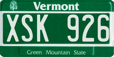 VT license plate XSK926