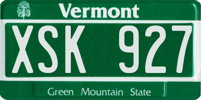 VT license plate XSK927