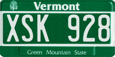 VT license plate XSK928