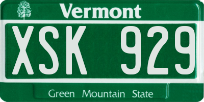 VT license plate XSK929
