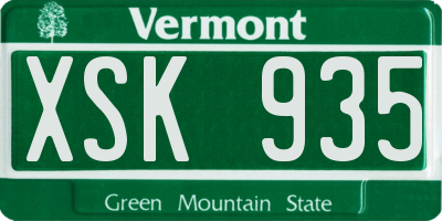 VT license plate XSK935