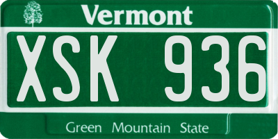 VT license plate XSK936