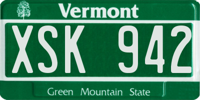 VT license plate XSK942