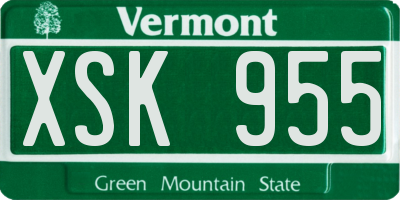 VT license plate XSK955