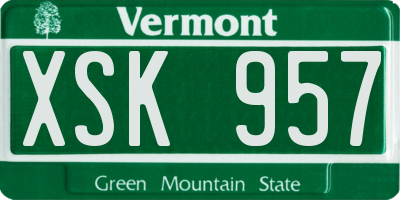 VT license plate XSK957