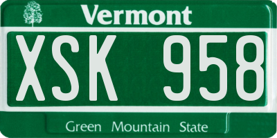 VT license plate XSK958
