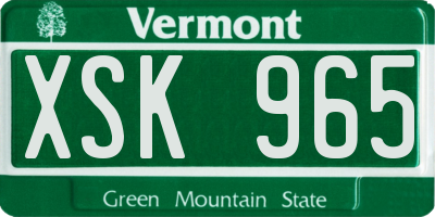 VT license plate XSK965