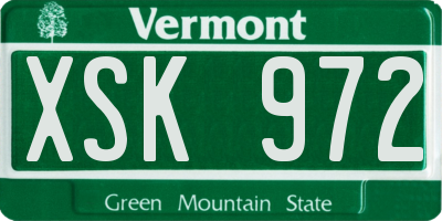 VT license plate XSK972