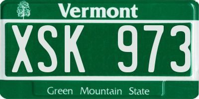 VT license plate XSK973