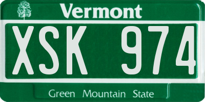 VT license plate XSK974