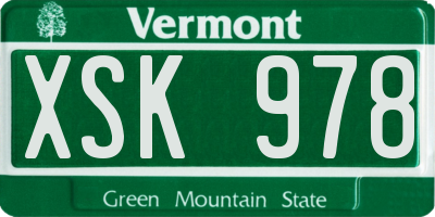 VT license plate XSK978