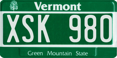 VT license plate XSK980