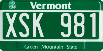 VT license plate XSK981