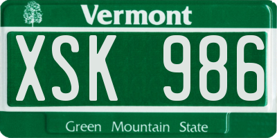 VT license plate XSK986