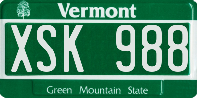 VT license plate XSK988