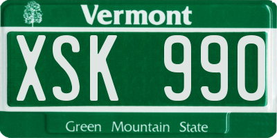 VT license plate XSK990